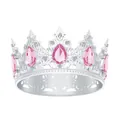 Primo piano di una corona d'argento con cristalli rosa a goccia e motivi floreali - Argento + Strass Rosa