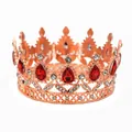 Tiara in oro rosa con cristalli a goccia rosso rubino e dettagli in zircone bianco - Base Oro Rosa Pietra a Goccia d'Acqua Rossa