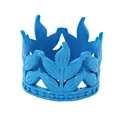Mini crown cake topper in vibrant blue leaf design made of painted metal alloy - Lake Blue