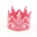 Pink metal leaf crown decoration with hollow texture and beaded base for cakes - Pink
