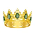 Corona da sposa barocca dorata con pietre preziose color smeraldo e cristalli - Oro con strass verde