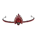 Gothic kroon hoofdband met zwarte schedel en rode strass steentjes voor Halloween - Rode Stijl (HG-009)