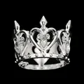 Mini silver heart crown accessory with crystal zircon for kids birthday party and hair decor - Silver + White Zirconia