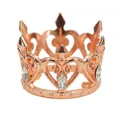 Mini rose gold alloy heart crown with sparkling rhinestones for birthday party decor - Rose Gold + White Zirconia