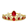 Elegante goldene Prinzessinnenkrone mit roten Tropfensteinen und Kristallen für Mädchen - Gold+Rot