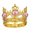 Corona da principessa dorata con cristalli a cuore rosa e strass per decorazione festa - Base Oro Cuore Rosa