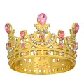 Goldene Legierungskrone mit rosa Tropfenkristallen für Party und Geburtstag - Gold + Rosa