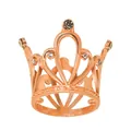 Rose gold mini crown with sparkling white rhinestones and elegant hollow alloy patterns - Rose Gold