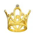 Golden mini crown cake topper and kids hair accessory with sparkling white rhinestones - Gold