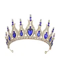 Elegante corona dorata con cristalli blu intenso e strass bianchi per le feste - Oro E Blu Reale