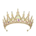 Elegante corona in lega dorata con brillanti cristalli AB per feste di compleanno - Oro e Aurora Boreale