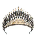 Corona da sposa barocca con strass champagne e finitura in metallo scuro - Nero e Champagne