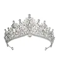 Close-up of luxury bridal crown featuring silver metal and intricate crystal settings - Silver & White