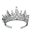 Diadème de mariée baroque en métal noir avec cristaux marquise pour mariages - Style Base Noire Blanc (HG-260 Noir+Blanc+Blanc Accessoires)