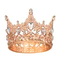 Elegant rose gold alloy crown with sparkling rhinestones for party and prom - Rose Gold + White