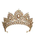 Corona da sposa lussuosa in oro con cristalli champagne per matrimoni e feste - Oro + Zirconia Champagne