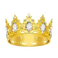 Corona floreale barocca dorata con strass a forma di pera per matrimoni e feste - Oro + Strass Bianco