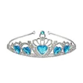 Silver alloy princess tiara with blue heart-shaped gems and sparkling rhinestones - Silver and Lake Blue