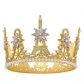 Golden bridal tiara with Eiffel Tower motif, white pearls and sparkling rhinestones - Gold And AB Color