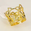 Vergoldete Krone im Dubai-Stil mit bunten Strasssteinen für Hochzeiten oder Geburtstage - Katzenohr-Kreuz-Stil (HG-358 Gold+AB) / Gold