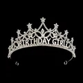Tiara Birthday Girl argento con cristalli e stelle per feste di compleanno - Stile Merry Christmas / Argento & Bianco