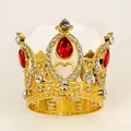 Elegantes goldenes Diadem für Kinder mit roten Strasssteinen und funkelnden Kristallakzenten - Gold+Rot