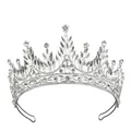 Corona da sposa argentata con cristalli marquise e silhouette a tiara appuntita - Stile Argento (HG-260 Argento+Bianco)