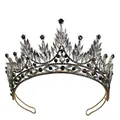 Couronne de mariée européenne en alliage doré avec strass pour accessoires de mariage - Style Base Noire Noir (HG-260 Noir+Noir+Noir Accessoires)