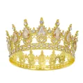 Corona barocca dorata con strass a goccia champagne e piccoli cristalli bianchi - Oro + Goccia Champagne