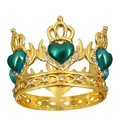 Corona in lega dorata con gemme a cuore verdi e decorazione di strass bianchi - Base Oro Cuore Verde