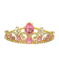 Golden princess crown for girls with pink teardrop gems and sparkling white rhinestones - Gold + Pink