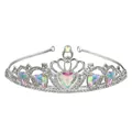 Silver bridal tiara with colorful heart-shaped gems and sparkling rhinestones - Silver + White Rhinestone + AB