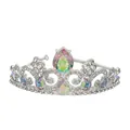 Silver crown for girls with pear-shaped iridescent AB rhinestones for parties - Silver White and AB