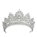 Tiara da sposa in argento con motivi floreali a vite e cristalli di strass trasparenti - Argento + Strass Bianco