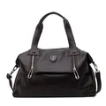 Vintage dark brown tote bag with pebble leather texture and silver zipper detail - Brown