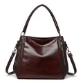 Sac fourre-tout rétro en cuir PU bordeaux avec zips latéraux et bandoulière amovible - Bordeaux