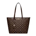 Retro printed tote bag for women featuring a large capacity and dark brown kangaroo pattern - Brown