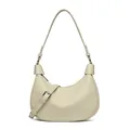Bolso hobo crema de cuero granulado suave con correa ajustable y herrajes plateados - Blanco Roto