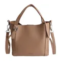 Brown litchi grain bucket bag with dual handles and adjustable shoulder strap - Simple Style / Khaki