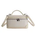 Petit sac à main beige tressé avec bandoulière réglable et poignée supérieure élégante - Blanc