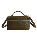 Sac bandoulière en cuir tressé vert olive avec poignée et bandoulière réglable - Vert