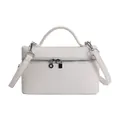 Sac à main blanc pour femmes en cuir grainé avec bandoulière et boucle en argent - Blanc Sans Pendentif