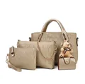 Set de 4 bolsos dorados con textura en relieve, patrón de cadena y oso de peluche - Dorado
