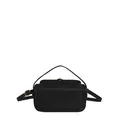 Petit sac carré chic à paillettes noires avec poignée et bandoulière sur fond blanc - Noir