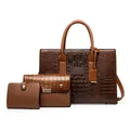 Braunes Handtaschen-Set mit Krokodilprägung, inklusive Umhängetasche und Geldbörse - Tragetasche Umhängetasche Und Geldbörse / Khaki
