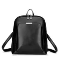 Sac à dos femme en similicuir noir huilé avec double fermeture éclair métallique - Noir