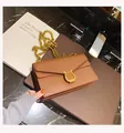 Borsa a tracolla marrone vintage con chiusura ad arpa dorata e catena spessa opaca - Marrone