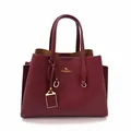 Sac cabas bordeaux pour femme en cuir synthétique avec texture litchi et logo doré - Bordeaux