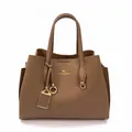 Sac à main élégant en cuir marron grainé avec logo kangourou doré pour femme - Marron