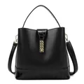 Sac seau chic en cuir noir avec texture crocodile et bandoulière pour femme - Noir Sac simple
